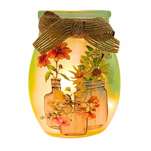 3.75In Mason Jar Blooms Lit Small Jar, Glass, Electric Flowers Mother's Day Bfb2280 Coral