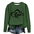 thumbnail image 4 of Women's Casual Crew Neck Graphic Sweatshirts Love Heart Print Long Sleeve Cute Tops Teens Girls Casual Spring T Shirts(Green,M), 4 of 5