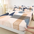 thumbnail image 3 of Homewish Geometric Stripes Circle 4 Pieces Queen Sheet Sets for Female Men Teens,Vintage Aesthetic Ultra Soft Flat Sheet,Abstract Geometric Queen Fitted Sheet,Breathable Home Decor, 3 of 7