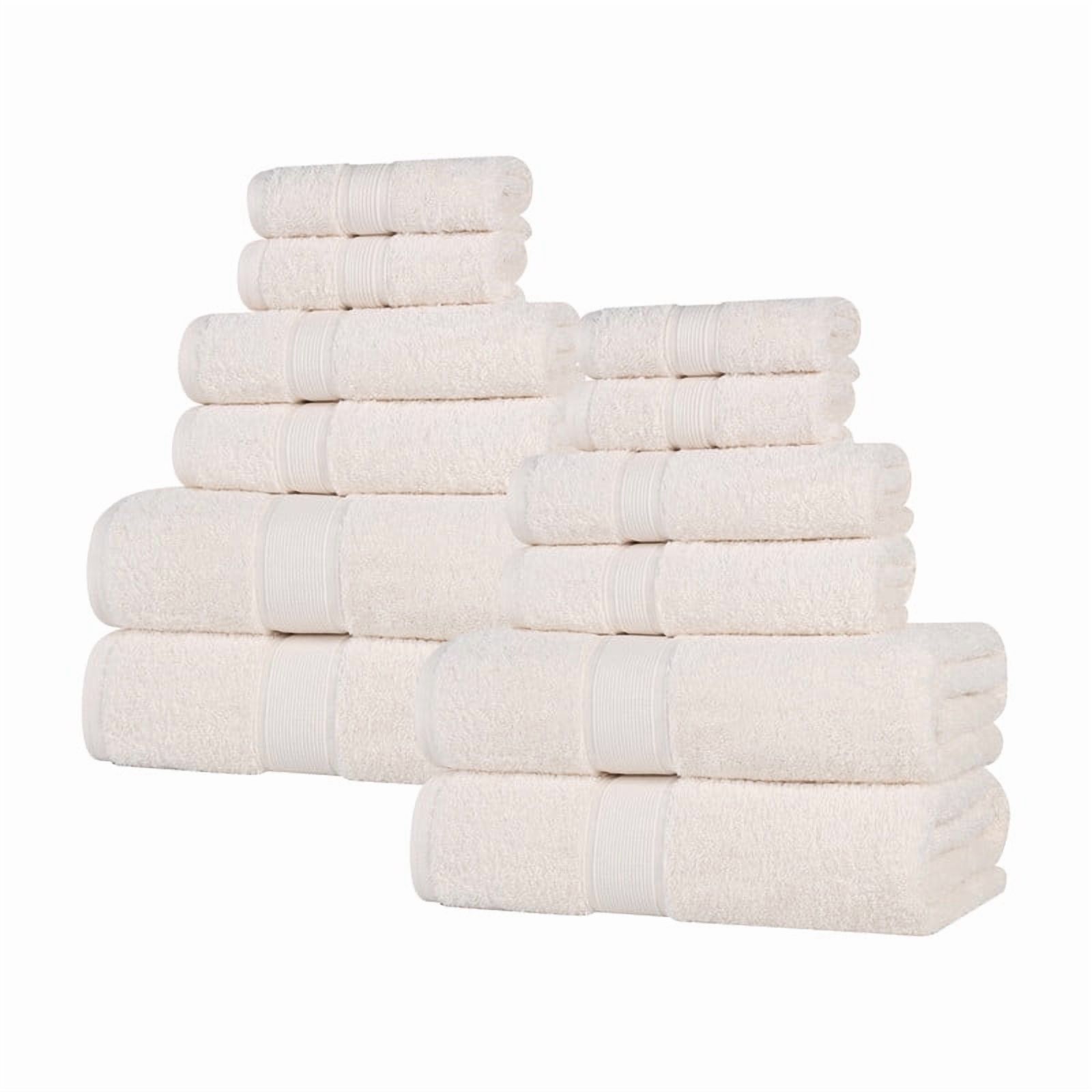 Superior Oregon Organic Cotton Solid 12-Piece Towel Set, Ivory