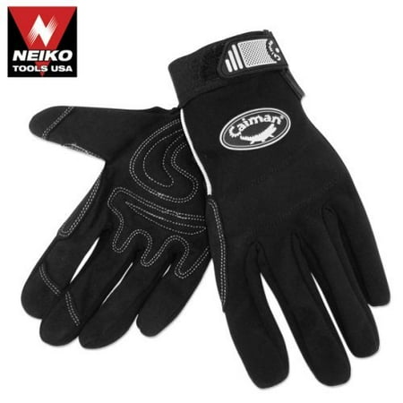 

Caiman Rhino-Tex Synthetic Leather Palm Work Gloves Spandex Back Padded Palm Hook & Loop Closure Black Large 1932-5