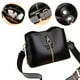 thumbnail image 5 of Women's Soft Washed Leather Shoulder Bag Multi-Zip Large Capacity Handbag With Bow Shell, Black, 5 of 9