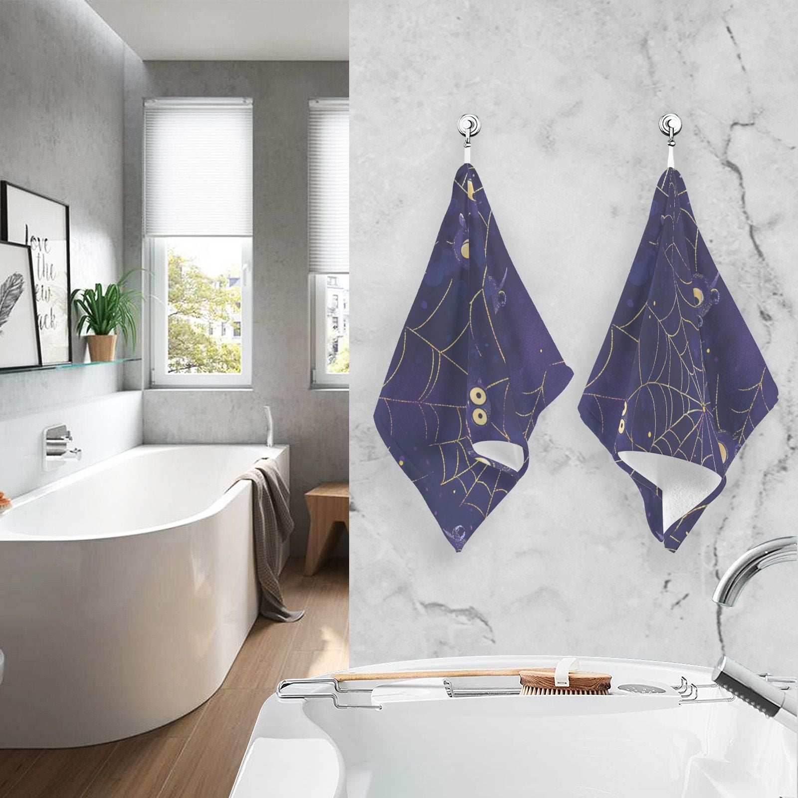 Spiders Webs Hand Towels Cotton Bath Towels Large Face Towels Absorbent for Bathroom 2 Packs