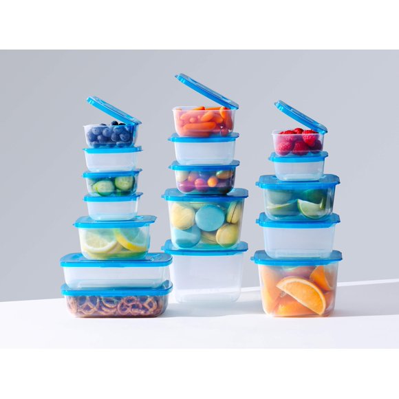 Mr. Lid Attached Food Storage Containers - Permanently Attached Plastic Lid, Space Saving (17)