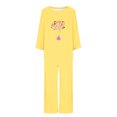 thumbnail image 4 of Puntoco Mujer Otoño Moda Cáncer De Mama Impreso Cuello Redondo Manga Larga + Pantalones Traje Amarillo Xxl, 4 of 4