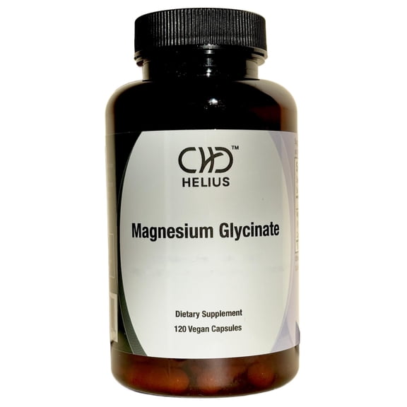 Helius Magnesium Glycinate 120 Vegan Capsules for Stress Relief and Wellness
