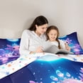 thumbnail image 5 of jejeloiu Cute Cartoon Axolotl Full Size Comforter Sets,Pink Lotus Flowers Bedding Sets For Girls Kids Reversible 3 Pieces, 5 of 8
