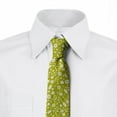 thumbnail image 2 of Botanical Necktie, Flowers Berries Leaves, Dress Tie, 3.7", Yellow Green and White, by Ambesonne, 2 of 3