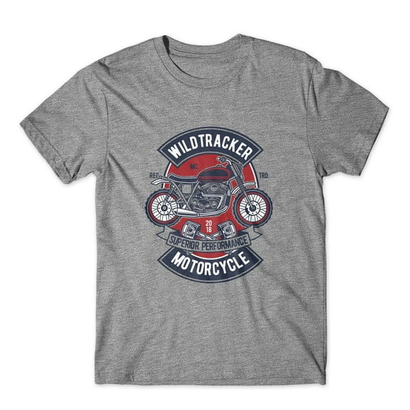 Mighty Circus Wild Tracker Motorcycle T-Shirt 100% Cotton Premium Tee NEW - Gray, Double Extra Large