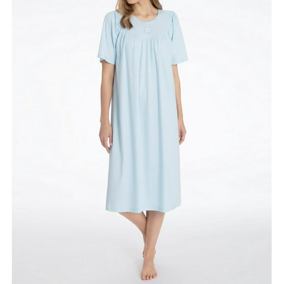 Women's Calida 34000 Soft Cotton Short Sleeve Nightgown (Light Blue XS)