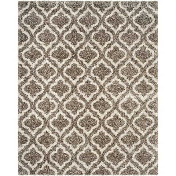 SAFAVIEH Hudson Louise Geometric Shag Area Rug, Grey/Ivory, 4' x 6'