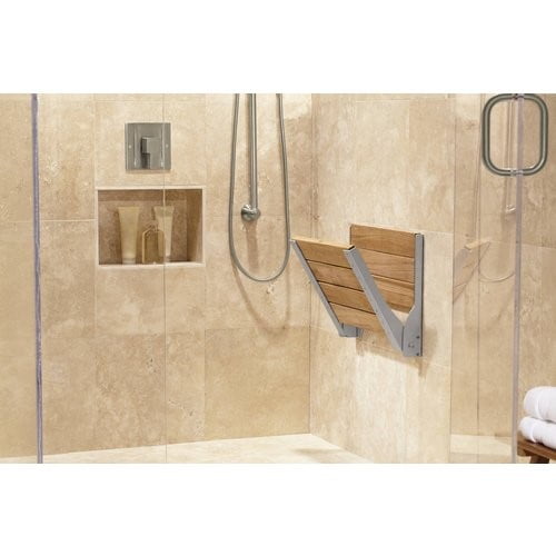Moen DN7110OWB Teak Folding Shower Seat, Old World Bronze