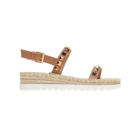 

WILD PAIR Womens Brown Slingback Breathable 1 Platform Studded Slip Resistant Yelenah Round Toe Wedge Buckle Espadrille Shoes 9.5 M