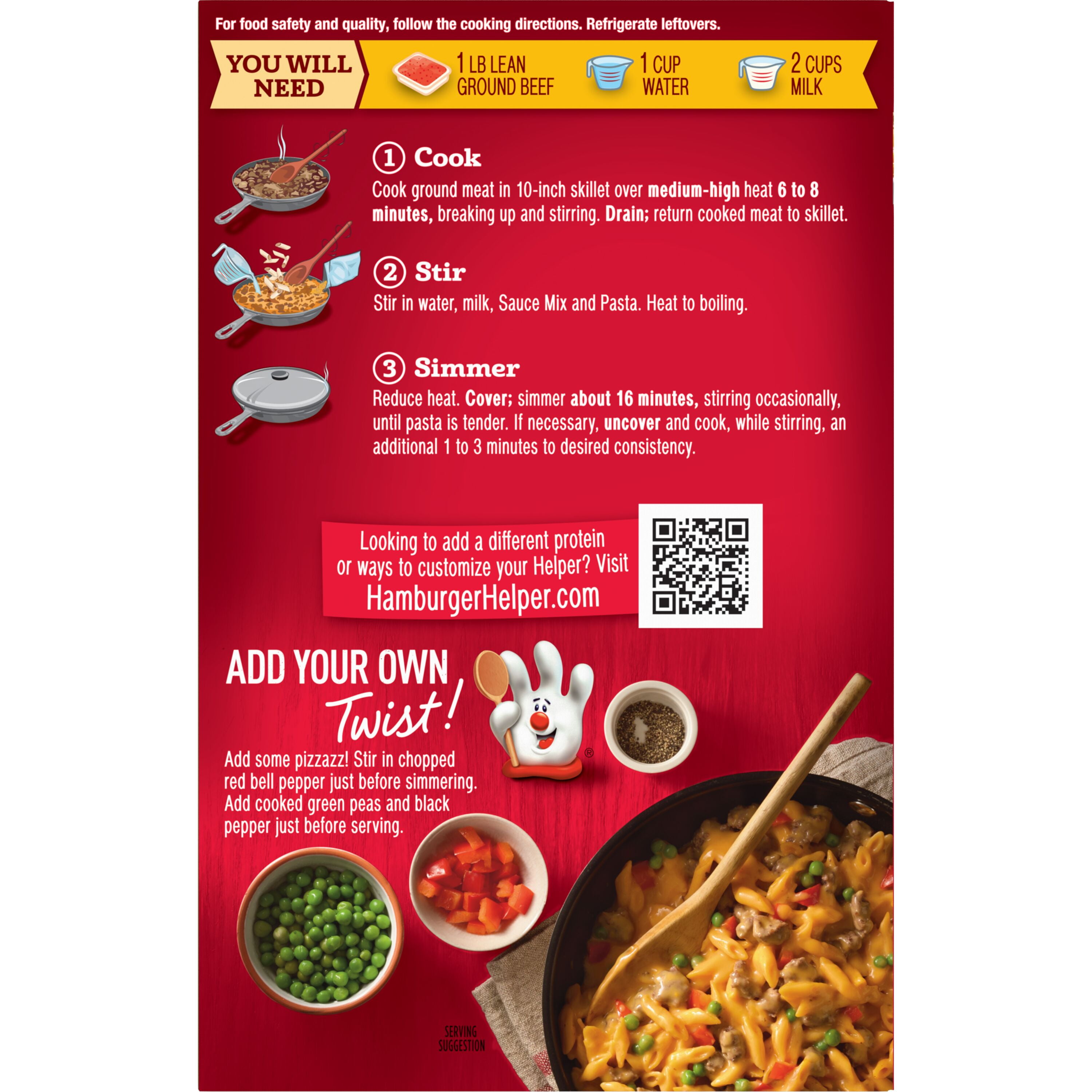 (8 pack) Hamburger Helper Pasta Three Cheese, 6 Ounces Box