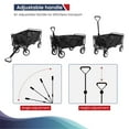 thumbnail image 3 of YRLLENSDAN Collapsible Folding Wagon, Garden Cart Folding Grocery Wagon All-Terrain Wheels Garden Grocery Wagon with Adjustable Handle & 2 Cup Holders, Black, 3 of 7
