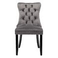 thumbnail image 2 of Tcbosik 2 Pack Upholstered Dining Chairs, Button Tufted Kitchen Chair with Wood Legs, Modern Velvet Fabric Side Chair, Gray & Black, 2 of 11
