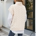 thumbnail image 5 of Utoimkio Women's Turtleneck Sweater Vest Cable Knit Sleeveless Striped Pullover Sweaters Fall Winter Loose Fit Pullover Tops for Women, 5 of 6