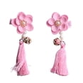 thumbnail image 1 of EeaseMX 1 par de pinzas para el pelo con forma de flor y campana, con borlas, para niñas, estilo chino, accesorios para el cabello (rosa), 1 of 8