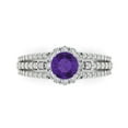 thumbnail image 2 of 1.76ct round cut purple natural amethyst 18k white gold halo Bridal Wedding Engagement Promise Anniversary Ring for Women size 5, 2 of 7