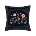 thumbnail image 4 of Set of 2 18x18in Throw Pillow Covers with Whimsical Floral Design in Pink Red and Orange on Dark Background - Perfect for Couch Bed Car, 4 of 8