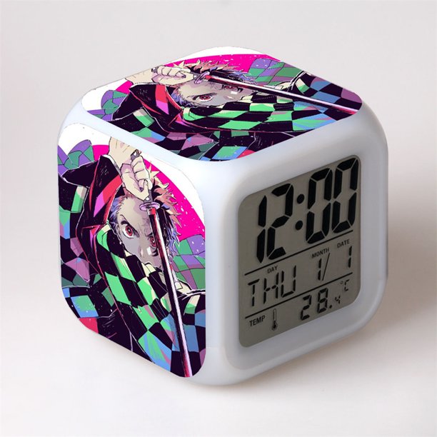 Anime Demon Slayer Alarm Clock Nezuko Tanjiro Zenitsu Action Figure LED