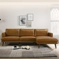 thumbnail image 2 of Pemberly Row Mid-Century Genuine Leather Right-Facing Sectional in Tan, 2 of 6