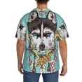 thumbnail image 3 of Sikiie Husky With Dreamcatcher Men's Cuban Shirt, Hawaiian Shirts, Business Casual Button Down Shirts, Short Sleeve Shirt-3X-Large, 3 of 5