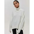 thumbnail image 5 of Women'S High Neck Sweaters Loose Fit Fall Winter Pullover Jumper Tops White L, 5 of 6