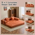 thumbnail image 5 of Kosynda 77"W Convertible Sleeper Sofa Bed with Fixed-Shape Frame, Folding Floor Sofa Couch with Chenille Armrests for Living Room, Small Space Apartment, Office (Orange), 5 of 7