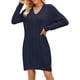 thumbnail image 2 of Vestidos Tipo Suéter Holgados de Otoño con Cuello en V, Larga y por Encima de la Rodilla para Mujer. Azul Oscuro M, 2 of 7