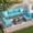 Blue, variant on Walsunny 7 Piece Outdoor Patio Conversation Set, Rattan Sectional Sofa Set, All-Weather Outdoor Modern Sectional Furniture Wicker Couch with Glass Coffee Table,Gray
