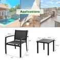 thumbnail image 7 of Devoko 3 Pieces Modern Outdoor Conversation  Patio  Furniture Sets Textilene Bistro, with Glassed Table Steel Frame, Black, 7 of 7