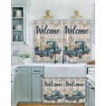 thumbnail image 2 of Truck Daisy Short Blackout Curtains 45 Inch Long Welcome Spring Gray Plaid Rustic Rod Pocket Kitchen Curtains, 2 Panels Thermal Insulated Room Darkening Drapes for Bedroom, 30"W x 45"L, 2 of 5