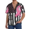 thumbnail image 1 of Balery Ribbon Breast Cancer Awareness Camisa Casual de Manga Corta con Botones para Hombre, Texturizada, Estilo Cubano, para Playa, Verano-Small, 1 of 5