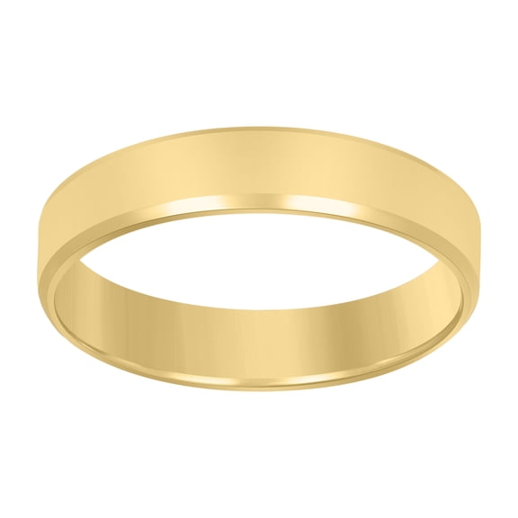 14k Yellow Gold Mens Flat Center Beveled Edge Wedding Band Ring 5MM Size 7
