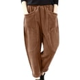 thumbnail image 2 of Tittly Palazzo Pants Wide Leg Pants Women's Autumn And Winter Elastic Waist Large Fashionable Corduroy Loose Outerwear Pants Baggy Pants Plus Size Pants Brown M, 2 of 4