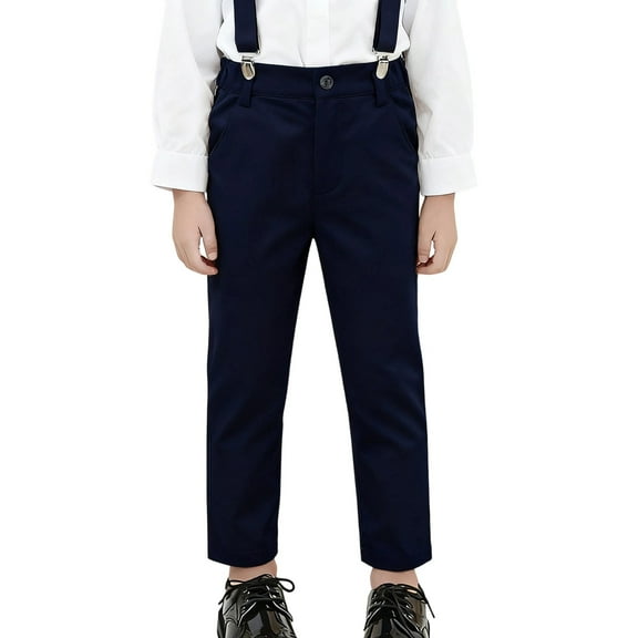 Toddler Boys Dress Pants School formal Occasions Flat Front Trousers With Adjustable Waistband Durable Twill Classic Fit
