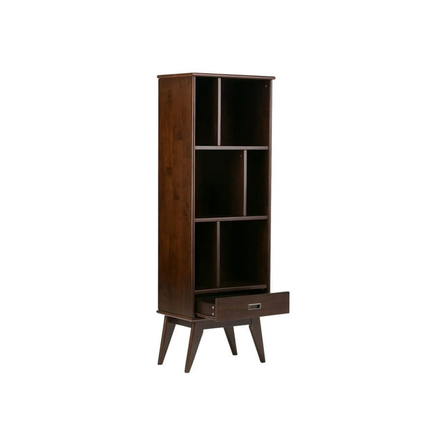 Simpli Home Draper - Bookcase - 6 shelves - solid hardwood - medium auburn brown