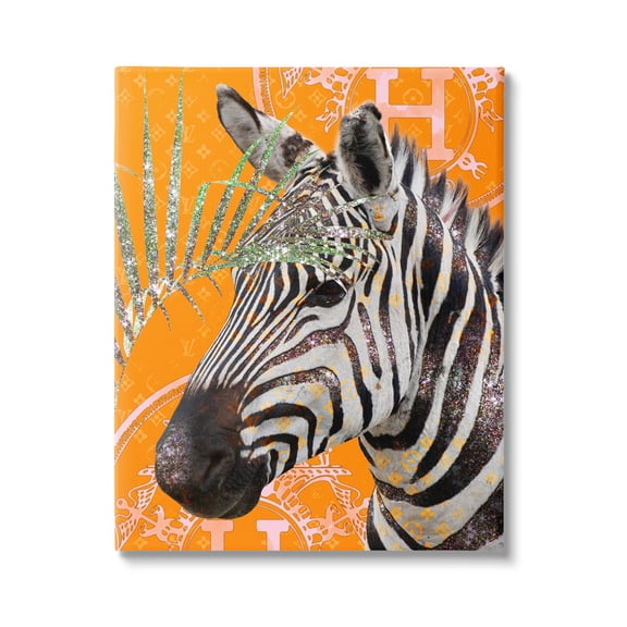Stupell Industries Zebra Stripes Symbol Pattern Glam Detail Leaf Graphic Art Gallery Wrapped Canvas Print Wall Art, Design by Ziwei Li