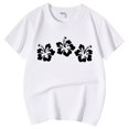 thumbnail image 3 of Hienoo Little Girl's T Shirt Flower Print Short Sleeved Round Neck T-Shirt Kids Casual Tee, 3 of 4