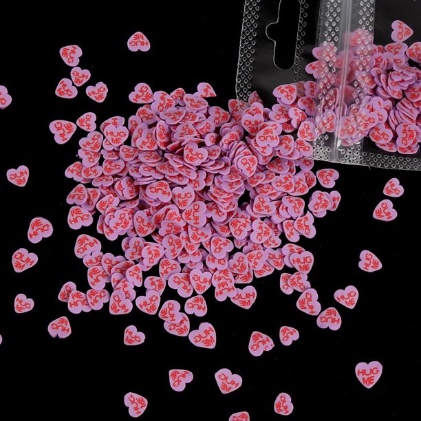 Escamas para decoración de uñas, accesorios para manicura profesional, con forma de corazón, diseño de rebanada de arcilla para el Día de San Valentín, 10g