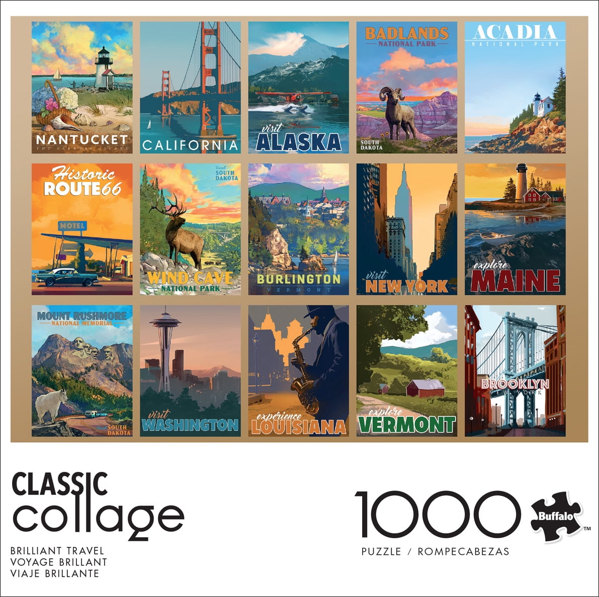 Buffalo Games Brilliant Travel 1000-Piece 26.75 x 19.75-inch Interlocking Jigsaw Puzzle for Adults Ages 14+
