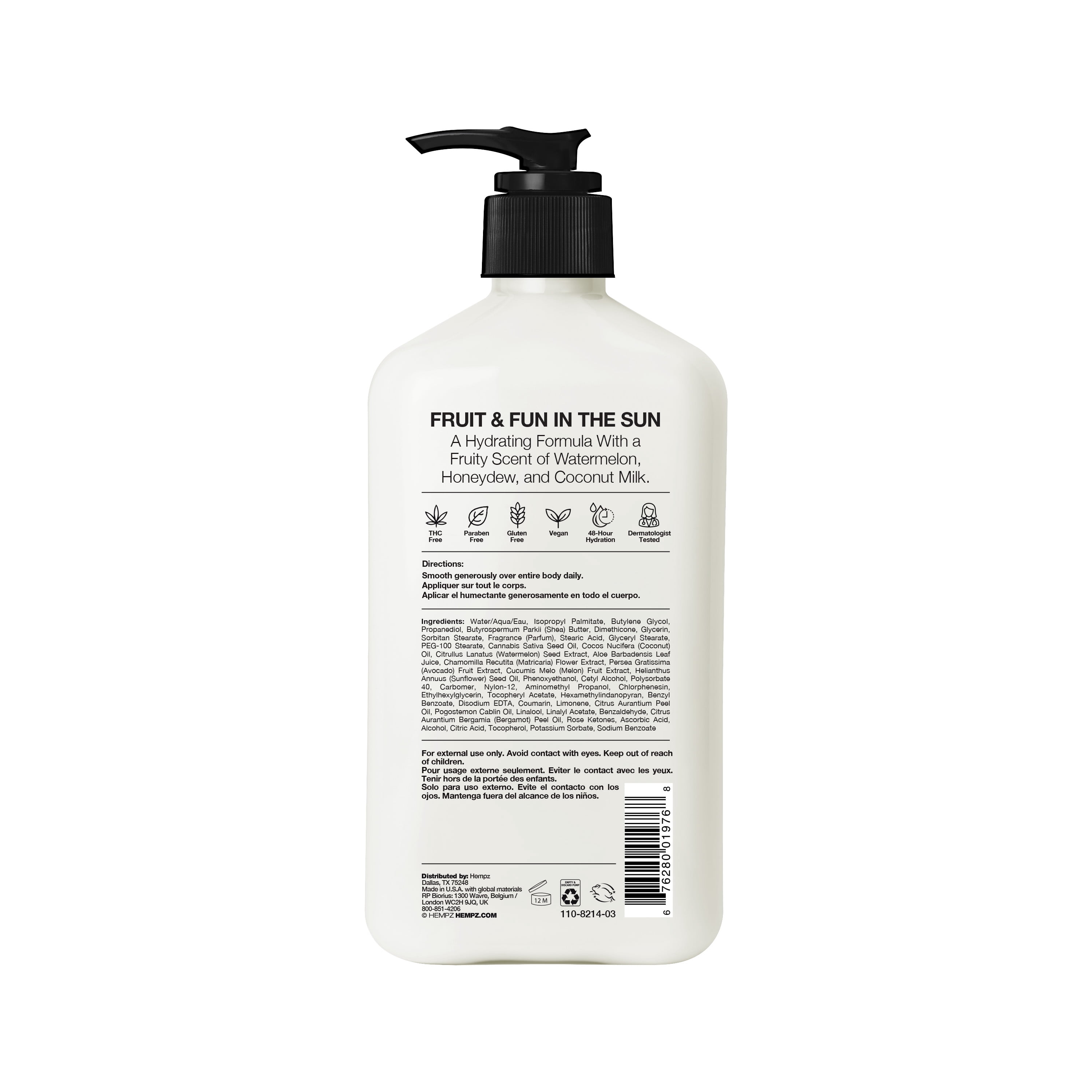 (2 pack) Hempz Fresh Coconut & Watermelon Herbal Body Moisturizer Lotion for Dry Skin, 17 fl oz