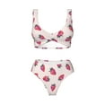 thumbnail image 4 of Rocae Hand Drawn Strawberry for Bikini Set for Women Two Piece Sexy High Swimsuits Split Crossover Bikini Small, 4 of 9
