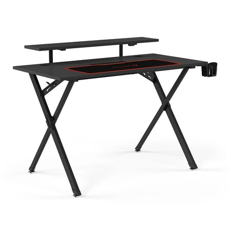 Emerge EEM59260 47 in. Vizon Gaming Desk with Raised Monitor Platform  Black