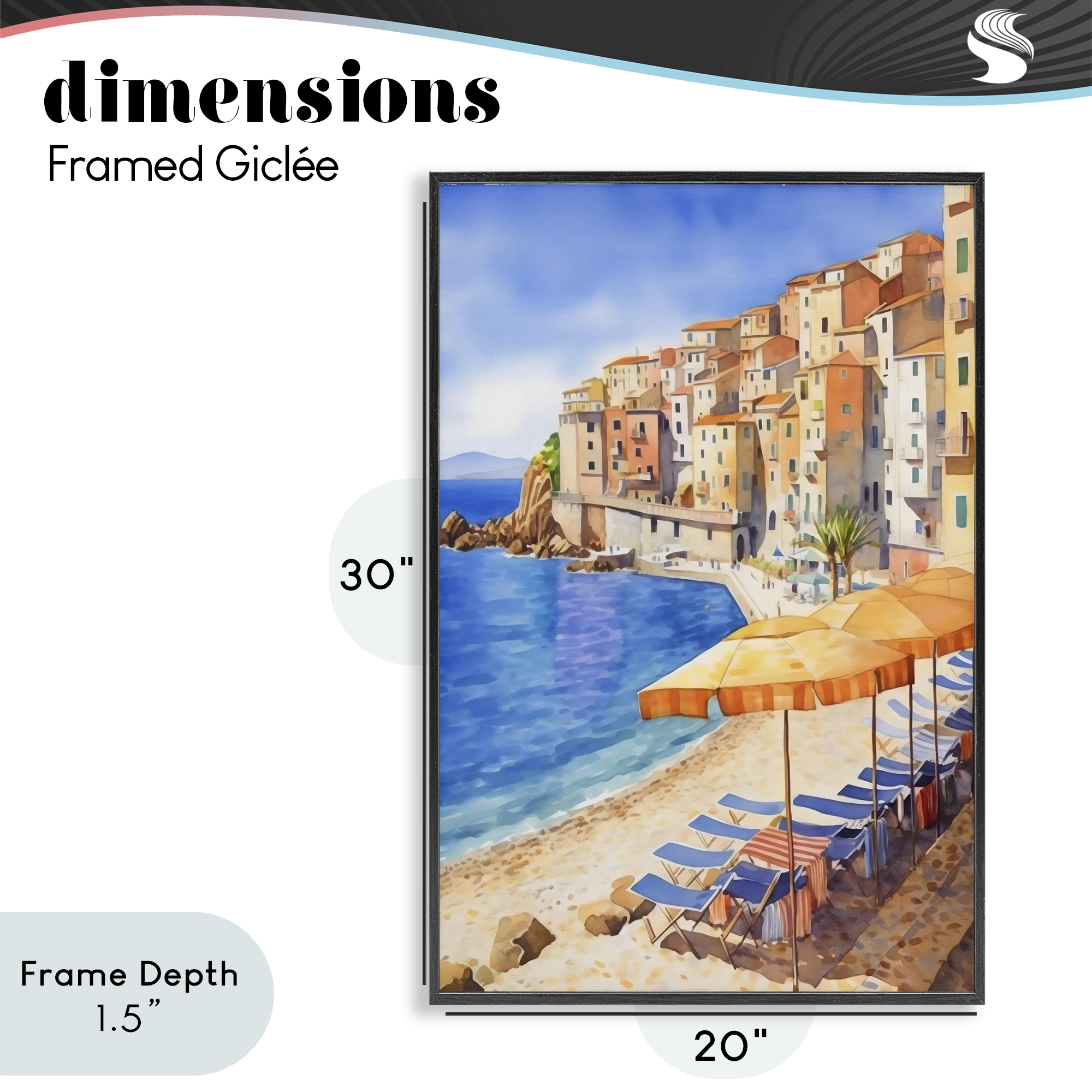Stupell Industries Beach Lounging on Mediterranean Shore Black Framed Giclee Art, design by Creative Studio
