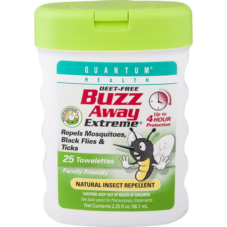 Buzz Away Extreme DEET-Free Natural Insect Repellent Towelettes, 25
