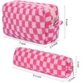 thumbnail image 3 of LAICAIW Makeup Bag Checkered Cosmetic Bag Pink Makeup Pouch 1Pcs Large Capacity Makeup Bags and 1Pcs Makeup Brushes Storage Bag Travel Toiletry Bag Organizer, 3 of 7
