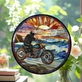 thumbnail image 2 of Motorcycle Suncatcher Stained Glass Window Hanging Handmade Stained Glass Suncatchers Metal Chain Outdoor Garden Decor Gift for Women Christmas Thanksgiving, Stained Glass, 2 of 6