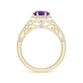 thumbnail image 2 of ANGARA Natural Round 1.15 ct Amethyst Hexagonal Halo Ring with Filigree in 14K Yellow Gold for Women (Size-7mm) | February Birthstone, Anniversary, Jewelry Gift for Women | Natural Amethyst Ring, 2 of 9